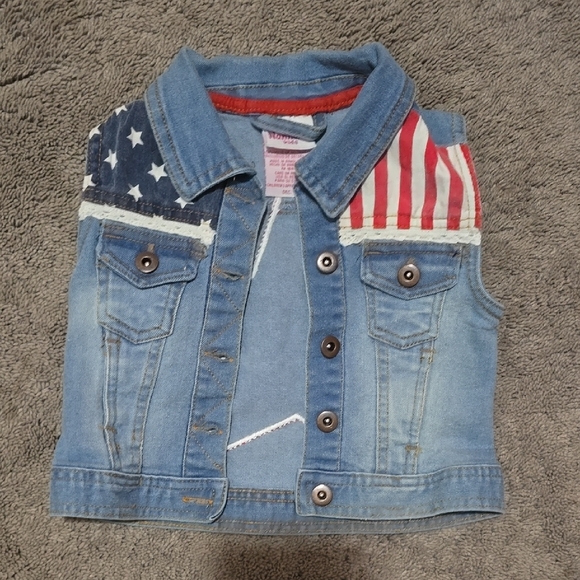Other - Kids Denim Vest with American Flag Design